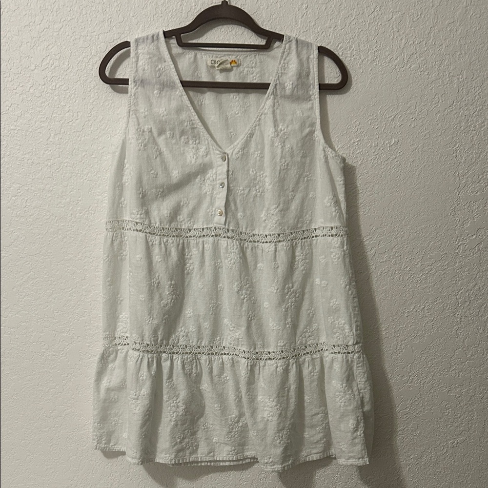 C&C California White Eyelet Tunic L